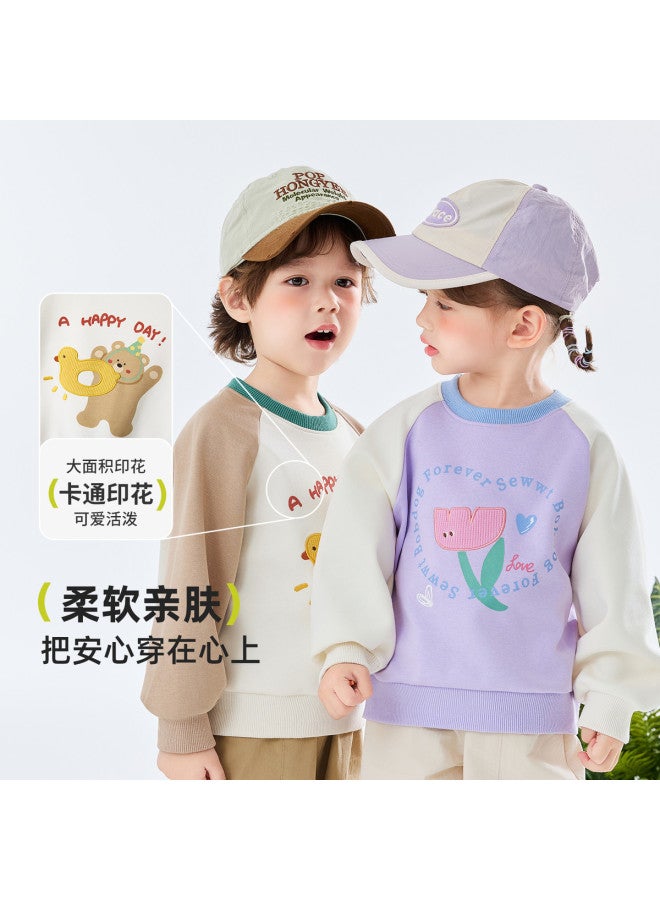 Babu Bean Children's Spring And Autumn Class A Antibacterial Sweatshirt, Small And Medium Toddler Cartoon Top, Boys And Girls Baby Clothes - Image 4